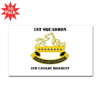 1S8CR - M01 - 01 - DUI - 1st Squadron - 8th Cavalry Regiment with Text - Sticker (Rectangle 10 pk)
