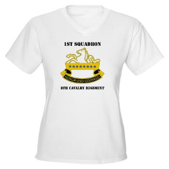 1S8CR - A01 - 04 - DUI - 1st Squadron - 8th Cavalry Regiment with Text - Women's V-Neck T-Shirt - Click Image to Close