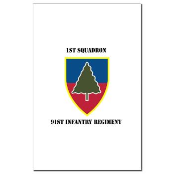 1S91IR - M01 - 02 - 1st Squadron 91st Infantry Regiment with Text - Mini Poster Print