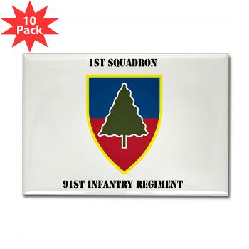 1S91IR - M01 - 01 - 1st Squadron 91st Infantry Regiment with Text - Rectangle Magnet (10 pack)