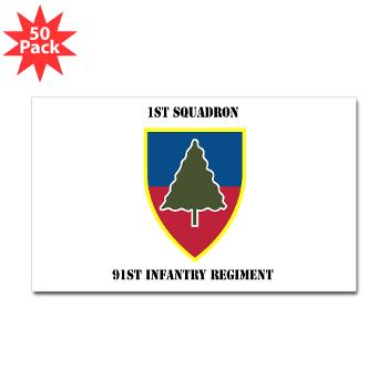 1S91IR - M01 - 01 - 1st Squadron 91st Infantry Regiment with Text - Sticker (Rectangle 50 pk)