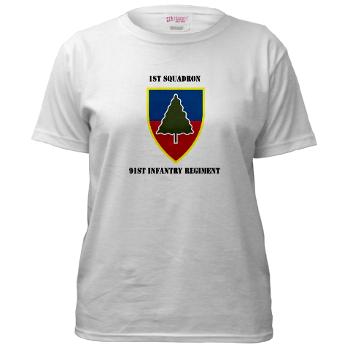 1S91IR - A01 - 04 - 1st Squadron 91st Infantry Regiment with Text - Women's T-Shirt