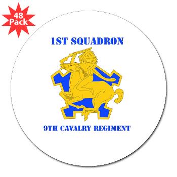 1S9CR - M01 - 01 - DUI - 1st Squadron - 9th Cavalry Regiment with Text - 3" Lapel Sticker (48 pk) - Click Image to Close