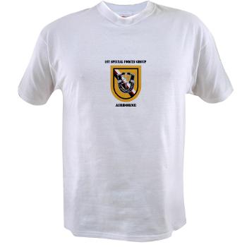 1SFGA - A01 - 04 - DUI - 1st Special Forces Group (Airborne) with Text - Value T-shirt