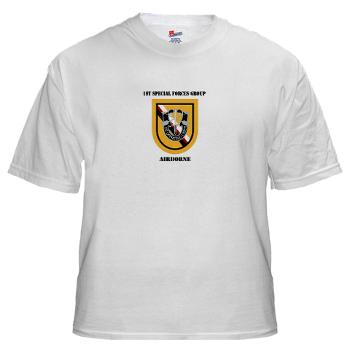 1SFGA - A01 - 04 - DUI - 1st Special Forces Group (Airborne) with Text - White t-Shirt