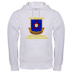 1s409rc - A01 - 03 - DUI - 1st Squadron - 409th Regiment (CAV)(TS) with Text Hooded Sweatshirt