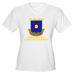 1s409rc - A01 - 04 - DUI - 1st Squadron - 409th Regiment (CAV)(TS) with Text Women's V-Neck T-Shirt