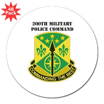 200MPC - M01 - 01 - 200th Military Police Command with Text - 3" Lapel Sticker (48 pk)