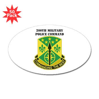 200MPC - M01 - 01 - DUI - 200th Military Police Command with Text - Sticker (Oval 50 pk) - Click Image to Close