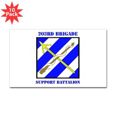 203BSB - M01 - 01 - DUI - 203rd Brigade Support Battalion with Text Sticker (Rectangle 10 pk)