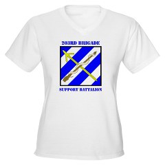 203BSB - A01 - 04 - DUI - 203rd Brigade Support Battalion with Text Women's V-Neck T-Shirt