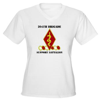 204BSB - A01 - 04 - DUI - 204th Bde - Support Bn with Text Women's V-Neck T-Shirt