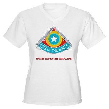 205IB - A01 - 04 - DUI - 205th Infantry Brigade with Text Women's V-Neck T-Shirt - Click Image to Close