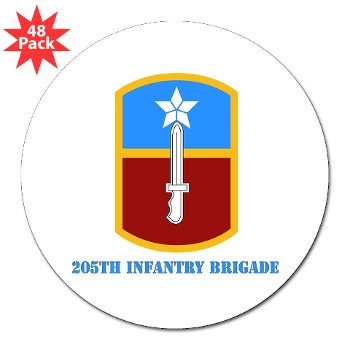 205IB - M01 - 01 - SSI - 205th Infantry Brigade with Text 3" Lapel Sticker (48 pk) - Click Image to Close