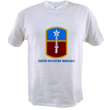 205IB - A01 - 04 - SSI - 205th Infantry Brigade with Text Value T-Shirt - Click Image to Close