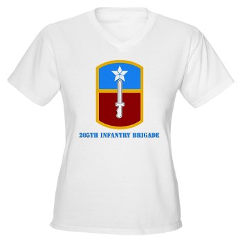205IB - A01 - 04 - SSI - 205th Infantry Brigade with Text Women's V-Neck T-Shirt
