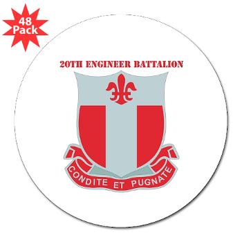 20EB - M01 - 01 - DUI - 20th Engineer Bn with Text - 3" Lapel Sticker (48 pk)