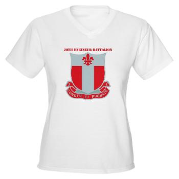 20EB - A01 - 04 - DUI - 20th Engineer Bn with Text - Women's V-Neck T-Shirt