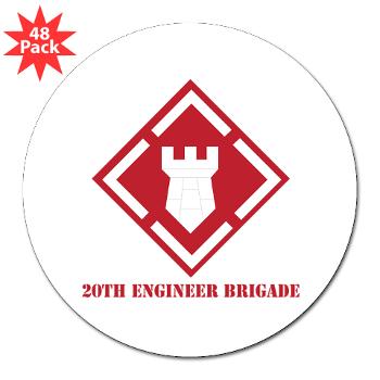 20EBA - M01 - 01 - SSI - 20th Engineer Brigade (Abn) with Text - 3" Lapel Sticker (48 pk)
