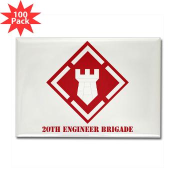 20EBA - M01 - 01 - SSI - 20th Engineer Brigade (Abn) with Text - Rectangle Magnet (100 pack)