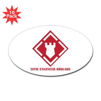 20EBA - M01 - 01 - SSI - 20th Engineer Brigade (Abn) with Text - Sticker (Oval 10 pk)