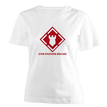 20EBA - A01 - 04 - SSI - 20th Engineer Brigade (Abn) with Text - Women's V-Neck T-Shirt