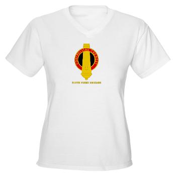 210FB - A01 - 04 - DUI - 210th Fires Bde with Text Women's V-Neck T-Shirt