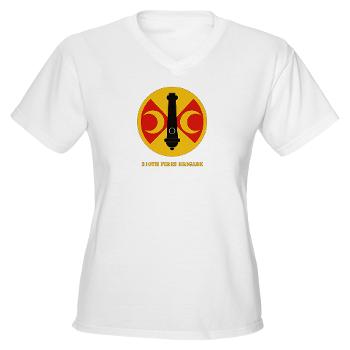 210FB - A01 - 04 - SSI - 210th Fires Bde with Text Women's V-Neck T-Shirt