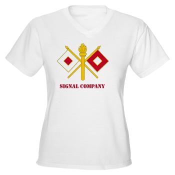 212FBSC - A01 - 04 - DUI - Signal Company with Text Women's V-Neck T-Shirt