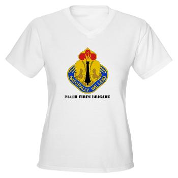 214FB - A01 - 04 - DUI - 214th Fires Brigade with Text - Women's V-Neck T-Shirt