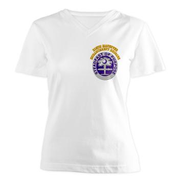 218MEB - A01 - 04 - DUI - 218th Maneuver Enhancement Brigade with Text - Women's V-Neck T-Shirt