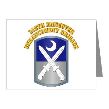 218MEB - M01 - 02 - SSI - 218th Maneuver Enhancement Brigade with Text - Note Cards (Pk of 20)