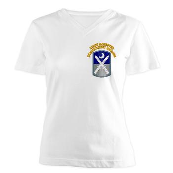 218MEB - A01 - 04 - SSI - 218th Maneuver Enhancement Brigade with Text - Women's V-Neck T-Shirt