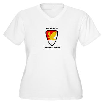21CBAC - A01 - 04 - SSI - 21st Cavalry Brigade (Air Combat) with Text - Women's V-Neck T-Shirt