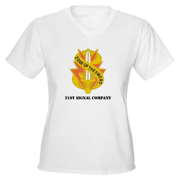 21SC - A01 - 04 - DUI - 21st Signal Company with Text - Women's V-Neck T-Shirt - Click Image to Close