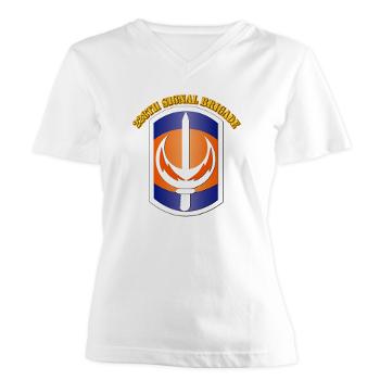 228SB - A01 - 04 - SSI - 228th Signal Brigade with Text - Women's V-Neck T-Shirt