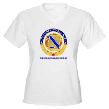 23QB - A01 - 04 - DUI - 23rd Quartermaster Bde with text Women's V-Neck T-Shirt - Click Image to Close