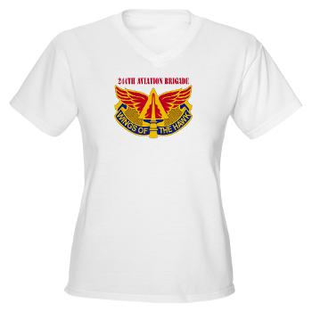 244AB - A01 - 04 - DUI - 244th Aviation Brigade with Text - Women's V-Neck T-Shirt