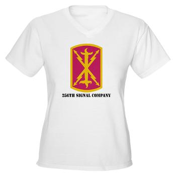 256SC - A01 - 04 - DUI - 256th Signal Company with Text - Women's V-Neck T-Shirt