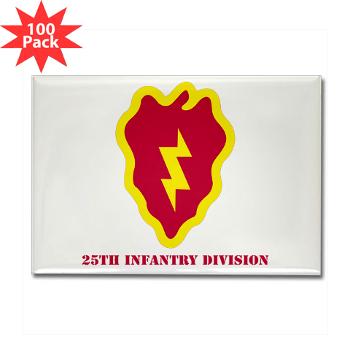 25ID - M01 - 01 - SSI - 25th Infantry Division with Text - Rectangle Magnet (100 pack)