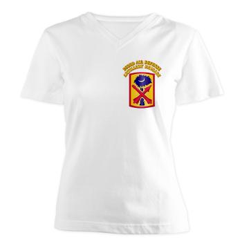 263ADAB - A01 - 04 - SSI - 263rd Air Defense Artillery Brigade with Text - Women's V-Neck T-Shirt