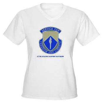 277ASB - A01 - 04 - DUI - 277th Aviation Support Battalion with Text Women's V-Neck T-Shirt