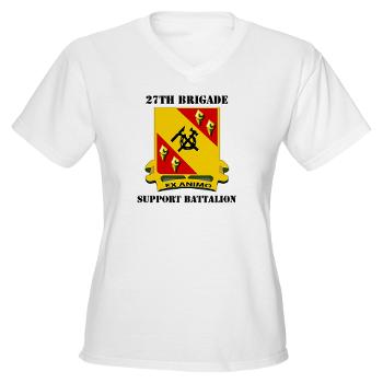 27BSB - A01 - 04 - DUI - 27th Brigade - Support Battalion with Text - Women's V-Neck T-Shirt