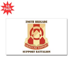 296BSB - M01 - 01 - DUI - 296th Bde - Support Bn with Text - Sticker (Rectangle 10 pk)