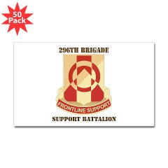 296BSB - M01 - 01 - DUI - 296th Bde - Support Bn with Text - Sticker (Rectangle 50 pk)