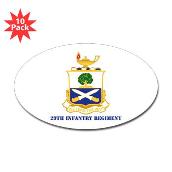 29IR - M01 - 01 - DUI - 29th Infantry Regiment with Text - Sticker (Oval 10 pk)