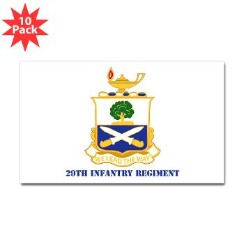 29IR - M01 - 01 - DUI - 29th Infantry Regiment with Text - Sticker (Rectangle 10 pk)