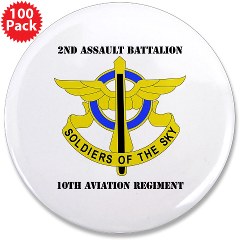 2AB10AR - M01 - 01 - DUI - 2nd Aslt Bn - 10th Aviation Regt with Text 3.5" Button (100 pack)
