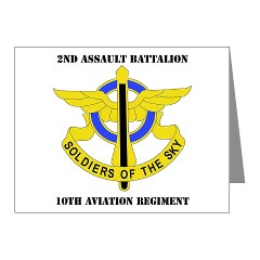 2AB10AR - M01 - 02 - DUI - 2nd Aslt Bn - 10th Aviation Regt with Text Note Cards (Pk of 20)