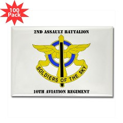 2AB10AR - M01 - 01 - DUI - 2nd Aslt Bn - 10th Aviation Regt with Text Rectangle Magnet (100 pack)